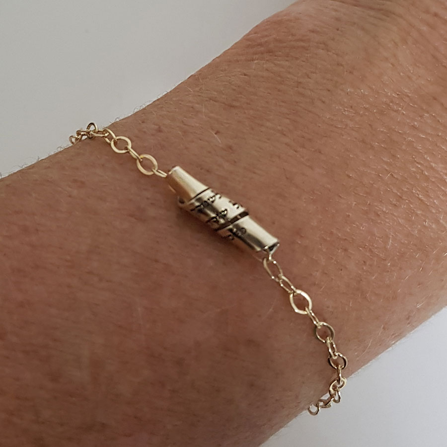 Personalized Gold Hebrew Engraved Bracelet for Protection