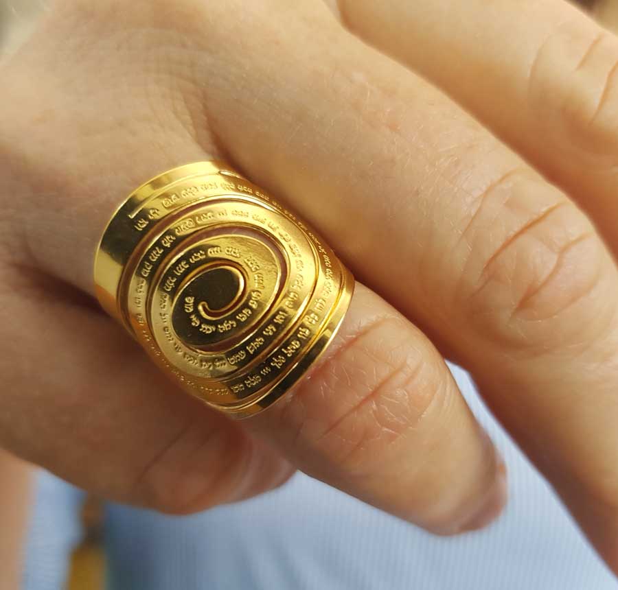 Names of God, Hebrew Spiral Ring, Gold Filled