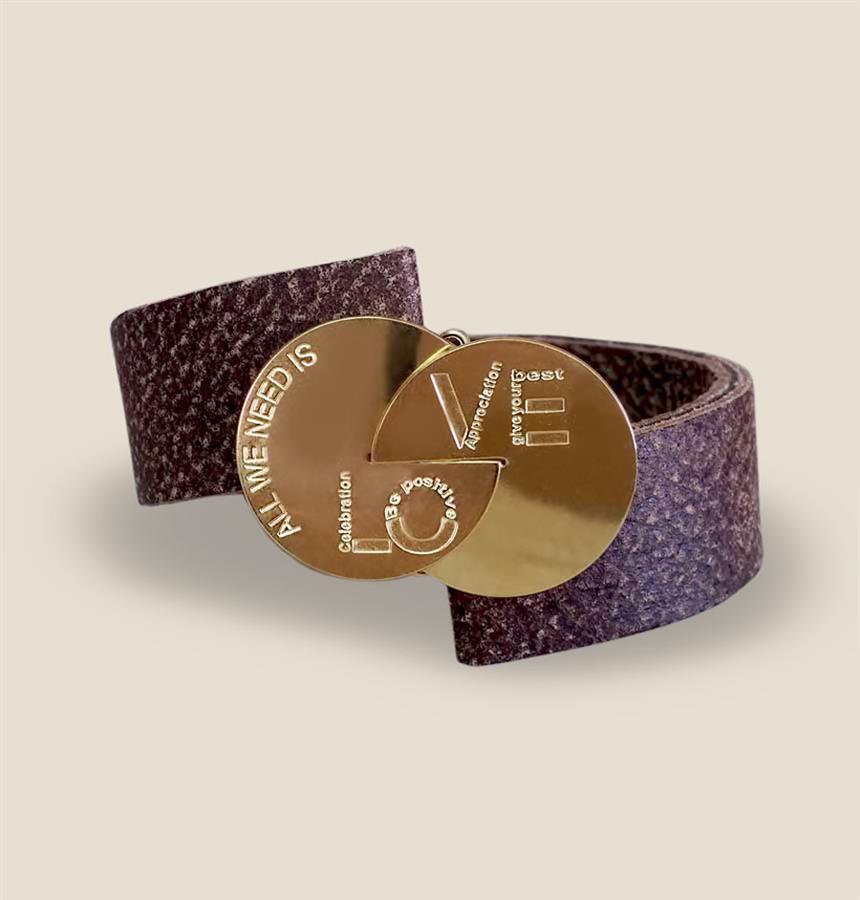 All We Need Is Love Gold Leather Bracelet for Women