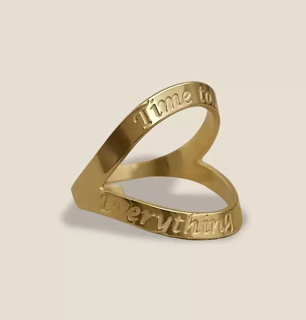 Gold Filled Ring Engraved with Time to Rise, Everything is Possible